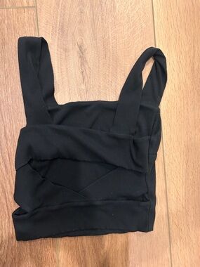 ILLA ILLA Black Ribbed Square-Neck Crop Top
